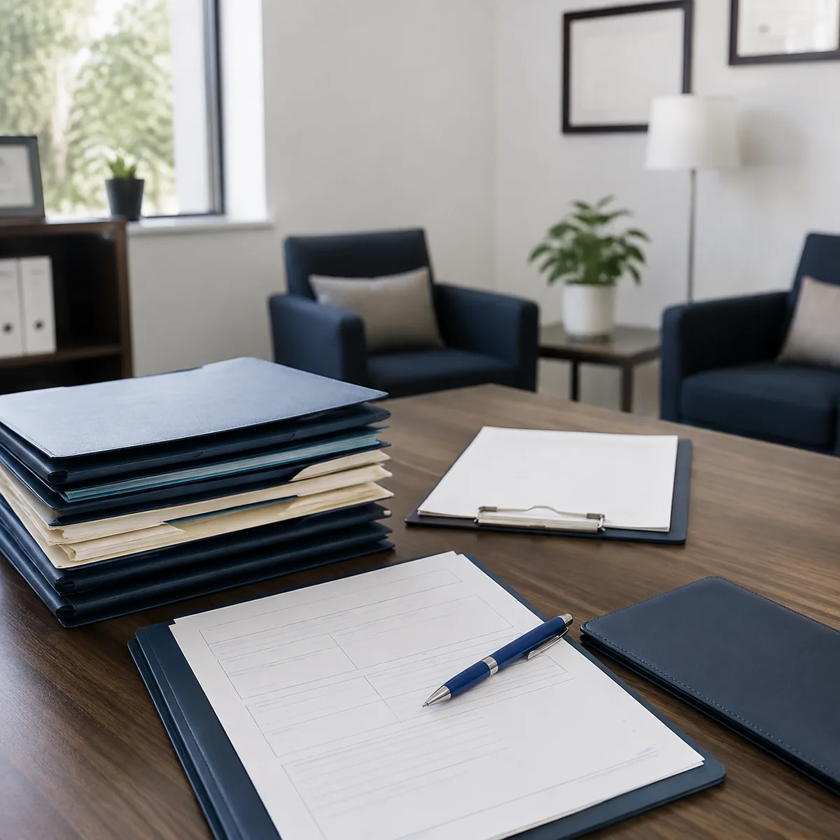Legal document preparation forms organized for clients in Redding, California