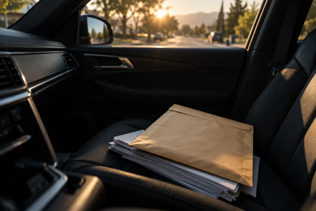 Sealed envelope and court papers ready to be served in Redding, California